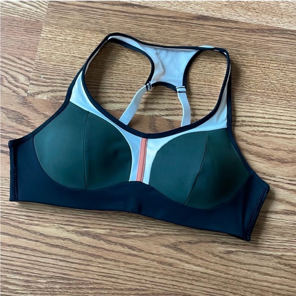 Zyia Olive and Peach color block bra